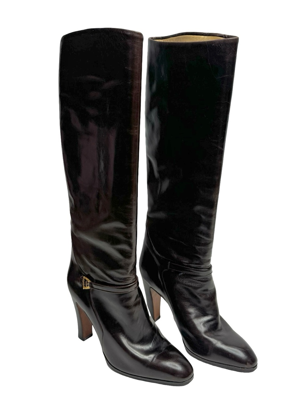 Vintage | 1970’s Gucci GG Chocolate Brown Knee High Leather Boots 38